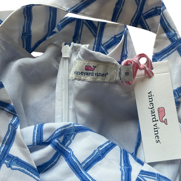 Vineyard Vines Bamboo Lattice Halter Jumpsuit Size 10 Blue White - Picture 8 of 16